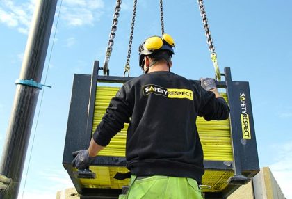 Building crane lifting edge protection