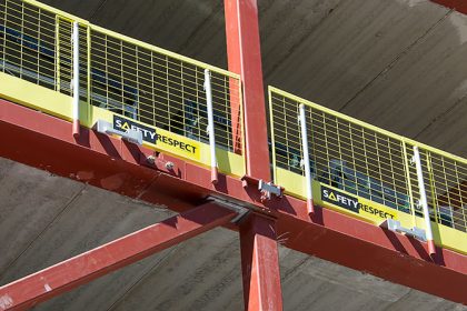 Edge protection installation on steel beams